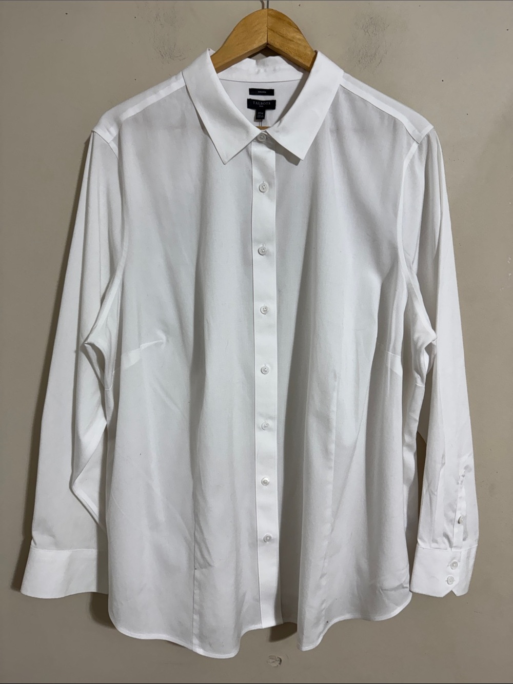 NWT Talbots Non-Iron Button-Down Shirt White Womens 20W Business Casual Capsule